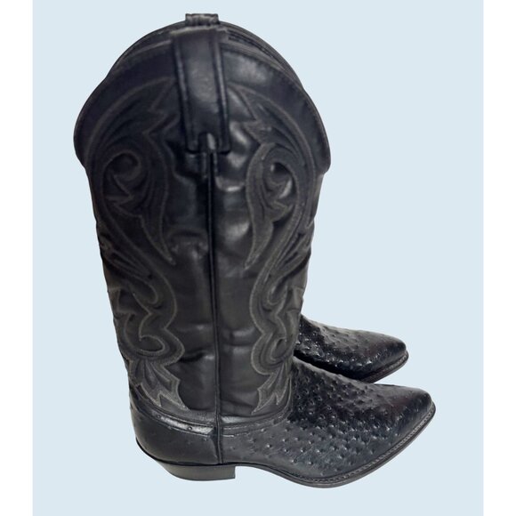 Vintage ACME Men's Black Ostrich Print Cowboy Western Boots Sz 9 1/2 D - Picture 5 of 8